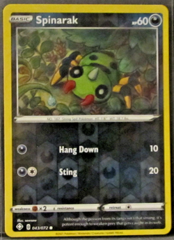 1 POKEMON CARD TCG/SPINARAK/043/072/REVERSE HOLO/COMMON/2021 - Image 1