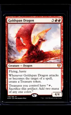 2021 MTG Magic The Gathering KHM Kaldheim #139 Goldspan Dragon - Image 1