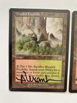 X3 MTG Wooded Foothills ( Onslaught) - Signed By Artist Rob Alexander! - Image 1