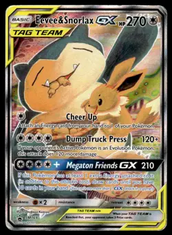 Pokemon TCG SM Promos #SM169 Eevee & Snorlax GX DMG (Creases) - Image 1