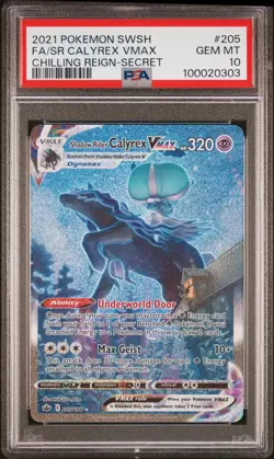 2021 Pokemon Sword & Shield Calyrex Vmax Fa #205 Chilling Reign-Secret PSA 10 - Image 1