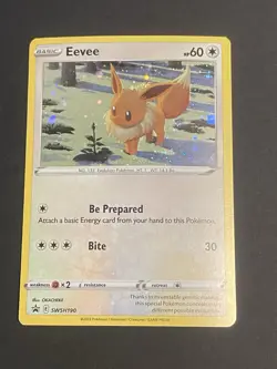 Pokemon TCG Eevee Black Star Promo SWSH190 Cosmos Holo Card - Image 1