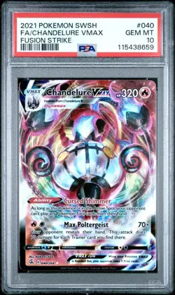 2021 POKEMON SWORD & SHIELD FUSION STRIKE #040 FA/CHANDELURE VMAX PSA 10 - Image 1