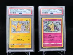 PSA 9 Pikachu & Mimikyu Holo SM 162 & 163 Team Up Blister Promo Pokemon - Image 1