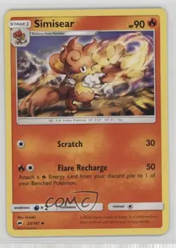 Simisear Pokemon Sun & Moon Burning Shadows #23 18bm - Image 1