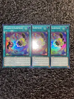 Yugioh 3x Yummy Surprise JUSH-EN025 Super Rare 1st Edition Near Mint - Image 1