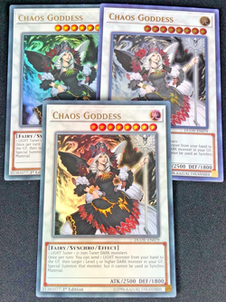 YUGIOH ~ CHAOS GODDESS x3 ~ DUOV-EN079 ~ 1ST EDITION ULTRA RARE - Image 1