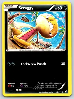 Scraggy - XY - Furious Fists 66/111 Common Tomokazu Komiya Pokemon Card NM - Image 1