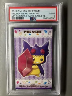 PSA9 Mega Sableye Poncho Pikachu Strong Cute Pikachu Campaign Business Card - Image 1
