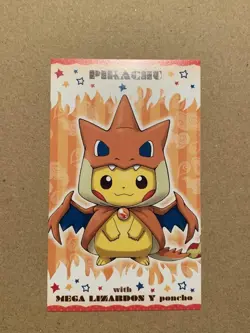 Pokemon Center Poncho Pikachu Business Card Mega Charizard Y Pokemon - Image 1
