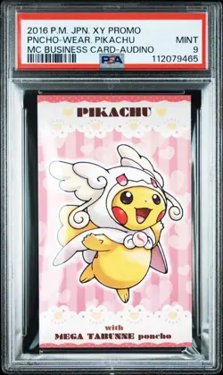 PSA9 Mega Audino Poncho Pikachu Business Card 2016 Pokemon Card Japanese - Image 1