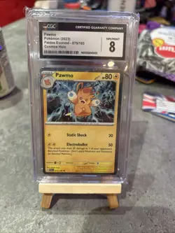 CGC 8 Pokemon Paldea Adventure Chest Pawmo 075/193 Cosmos Holo *278 - Image 1