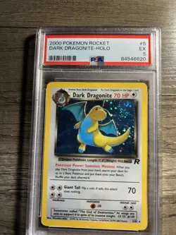 Pokemon 2000 Team Rocket Dark Dragonite Holo Swirl 5/82 PSA 5 - Image 2