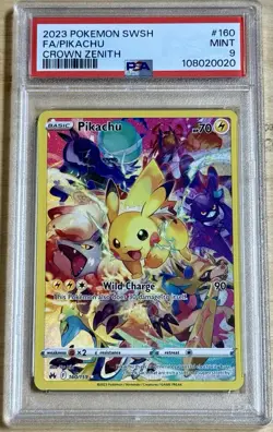 2023 Pokemon Sword & Shield Crown Zenith Pikachu Full Art #160 PSA 9 Mint - Image 1