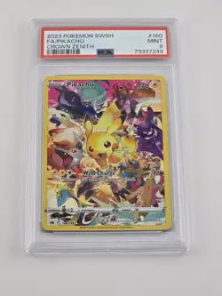 2023 Pokemon Sword & Shield Crown Zenith Pikachu Full Art #160 PSA 9 Mint - Image 1