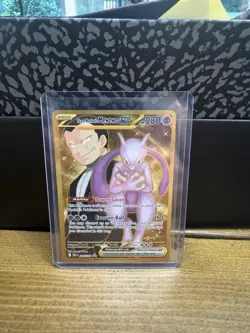 Pokemon TCG team Rockets Mewtwo Ex 240/182 Gold Secret Rare - Image 1