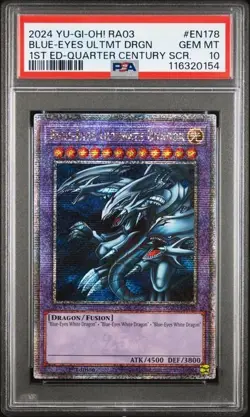 YuGiOh! Blue-Eyes Ultimate Dragon - RA03-EN178 - QCSR - PSA 10 - Image 1