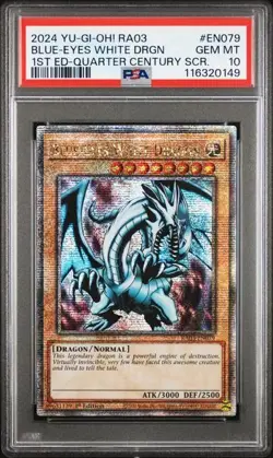 YuGiOh! Blue-Eyes White Dragon - RA03-EN079 - Quarter Century Secret Rare PSA 10 - Image 1