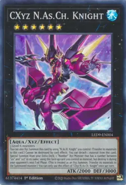 Yugioh CXyz N.As.Ch Knight LED9-EN004 Super Rare 1st Ed NM - Image 1