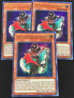 YUGIOH ~ MAGICAL MUSKETEER STARFIRE x3 ~ DUOV-EN072 ~ 1st EDITION ULTRA RARE - Image 1