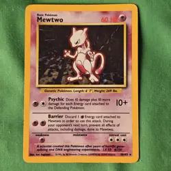 **Mewtwo Holo Pokemon Card - Base Set 10/102 - Vintage 1999 WOTC - Near Mint** - Image 1