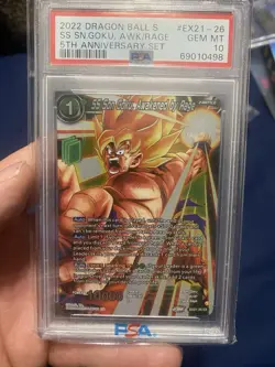 2022 Dragon Ball S SS Son Goku Awakened By Rage PSA 10 Card - Image 1