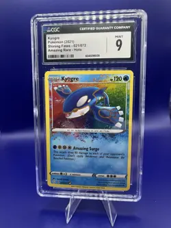 Kyogre 2021 Shining Fates 021/072 Amazing Rare Graded Pokemon Card CGC 9 - Image 1