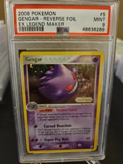 PSA 9 Gengar Reverse Foil Holo 2006 Pokemon EX Legend Maker 5/92 - Image 1