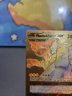 Pokemon Pikachu & Zekrom GX Tag Team Gold Foil 184/181 Rainbow Fan Art - Image 2
