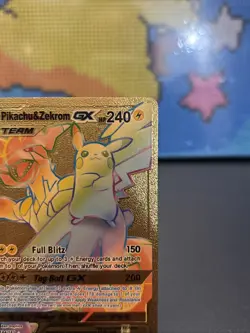 Pokemon Pikachu & Zekrom GX Tag Team Gold Foil 184/181 Rainbow Fan Art - Image 3