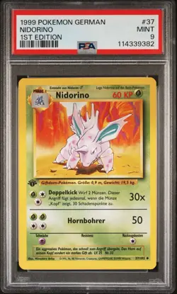 1999 Pokemon GERMAN 1st Edition Base Set Nidorino 37/102 PSA 9 MINT - Image 1