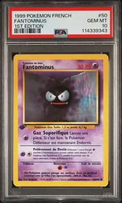 1999 Pokemon FRENCH 1st Edition Base Set Fantominus-Gastly 50/102 PSA 10 GEM - Image 1
