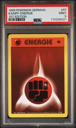 1999 Pokemon GERMAN 1st Edition Base Set Combat Fighting Energy 97/102 PSA 9 - Image 1