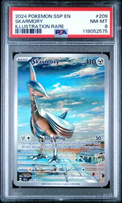 2024 POKEMON SSP EN-SURGING SPARKS ILLUSTRATION RARE #209 SKARMORY PSA 8 - Image 1