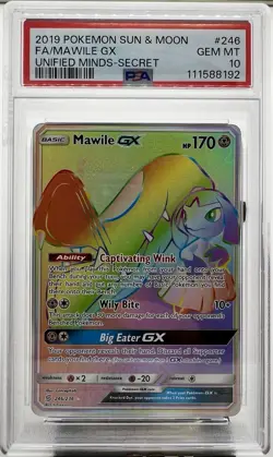 2019 POKEMON SUN & MOON UNIFIED MINDS-SECREt MAWILE GX 246 PSA 10 - Image 1