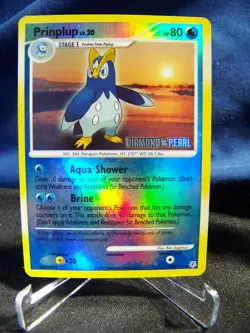 Prinplup 58/130 STAMPED Diamond & Pearl Reverse Holo Pokemon Card 2007 EX+/NM- - Image 1
