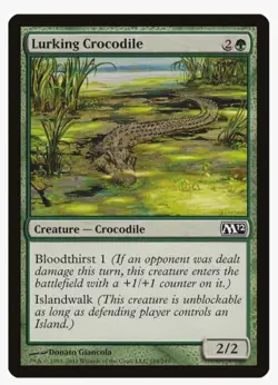 Lurking Crocodile #184 Magic 2012 (M12) Magic Card in Protective Sleeve - Image 1