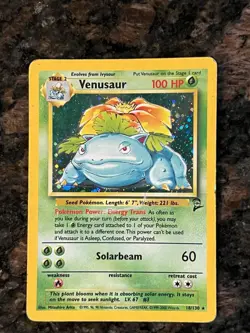 Pokemon TCG Venusaur Holo Rare Card 18/130 Base Set 2 HP DMG - Image 1