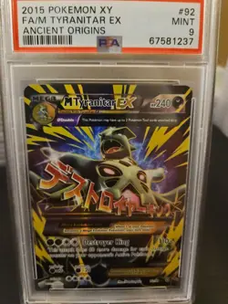 Pokemon PSA 9 M Tyranitar Ex #92 Full Art Ancient Origins 2015 English - Image 1