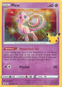 Pokemon TCG - Mew 011/025 Celebrations Holo NM - Image 1