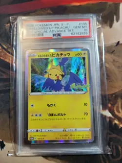 Pokemon Swallowed Up Pikachu M23 Special ADV. TKT. JPN Holo Promo 105/S-P PSA 10 - Image 1
