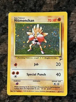 Pokemon TCG Hitmonchan Holo 8/130 Base Set 2 - Image 1