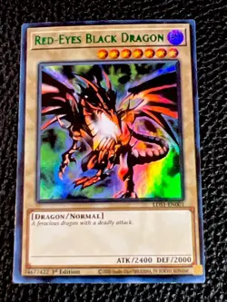YUGIOH ~ RED-EYES BLACK DRAGON (GREEN) ~ LDS1-EN001 ~ ULTRA RARE 1st EDITION - Image 1