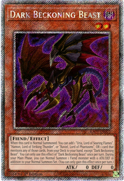 YuGiOh! Dark Beckoning Beast - RA03-EN027 Platinum Secret Rare 1st Edition NM/M - Image 1