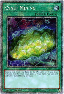 YuGiOh! Cynet Mining - RA03-EN067 Platinum Secret Rare 1st Edition English NM/M - Image 1