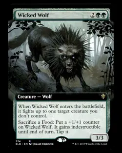 MTG Wicked Wolf (Extended Art) Throne of Eldraine Regular - Image 1