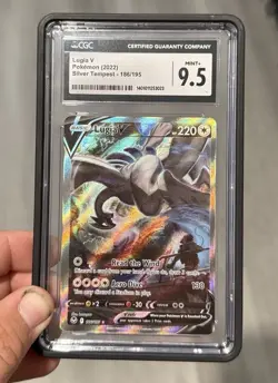 CGC 9.5 Lugia V Alt Art 186 Pokemon Card Silver Tempest 2022 MINT Full Art - Image 1