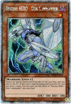YuGiOh! Destiny HERO - Disk Commander RA03-EN176 Platinum Secret Rare 1st Editio - Image 1