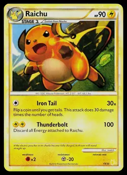 Pokemon Card - Raichu HGSS Trainer Kit: Gyarados & Raichu 19/30 Common - Image 1
