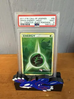 2011 POKEMON CALL OF LEGENDS #88 GRASS ENERGY-HOLO CROSSHATCH PLAY! PSA 9 - Image 1